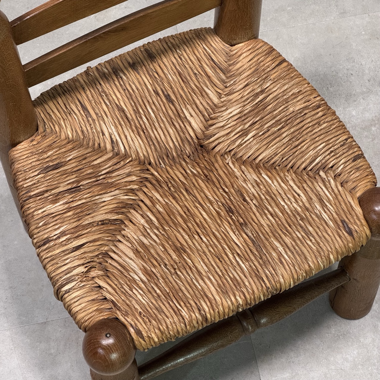 Antique Low Chairs Oak Rush