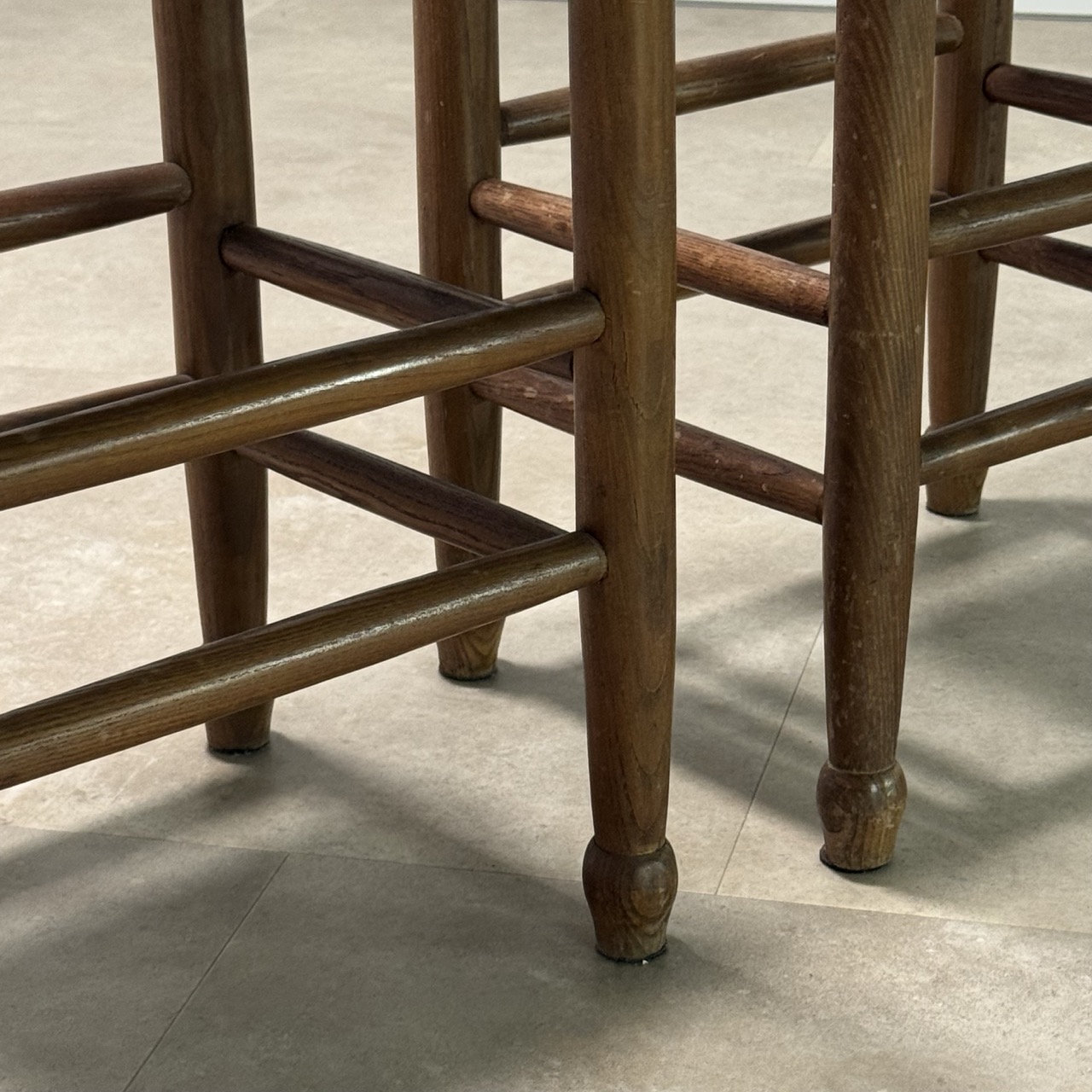 Vintage Stools Oak Rush