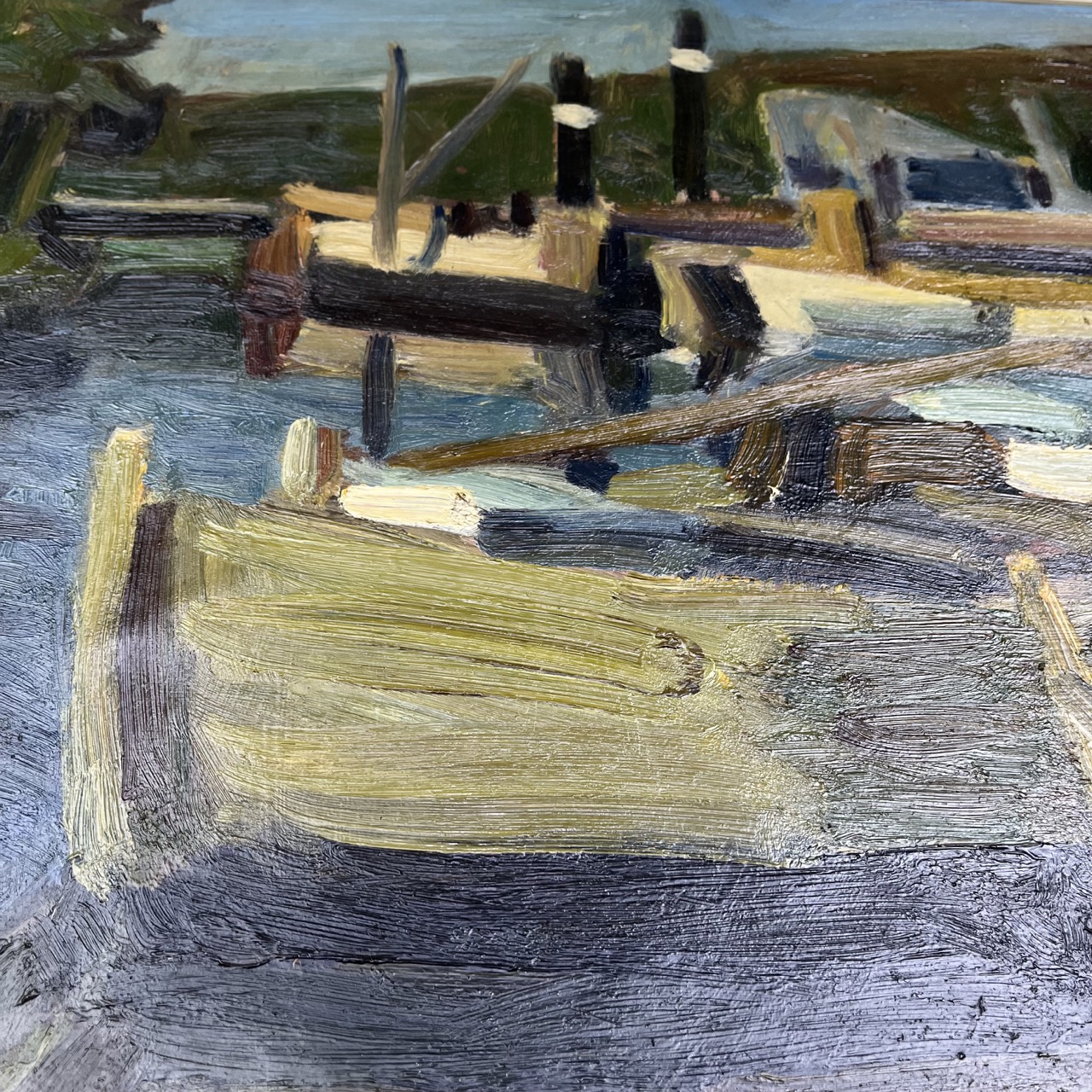 Painting "Rowboats In Little Danish Harbor"