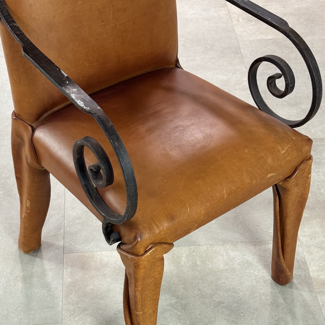 Vintage Arm Chairs Wrapped Leather