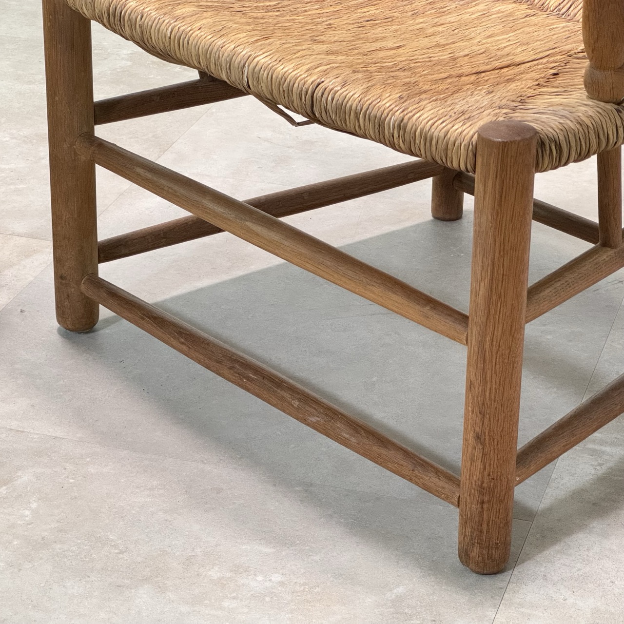 Vintage Armchairs Oak Rush
