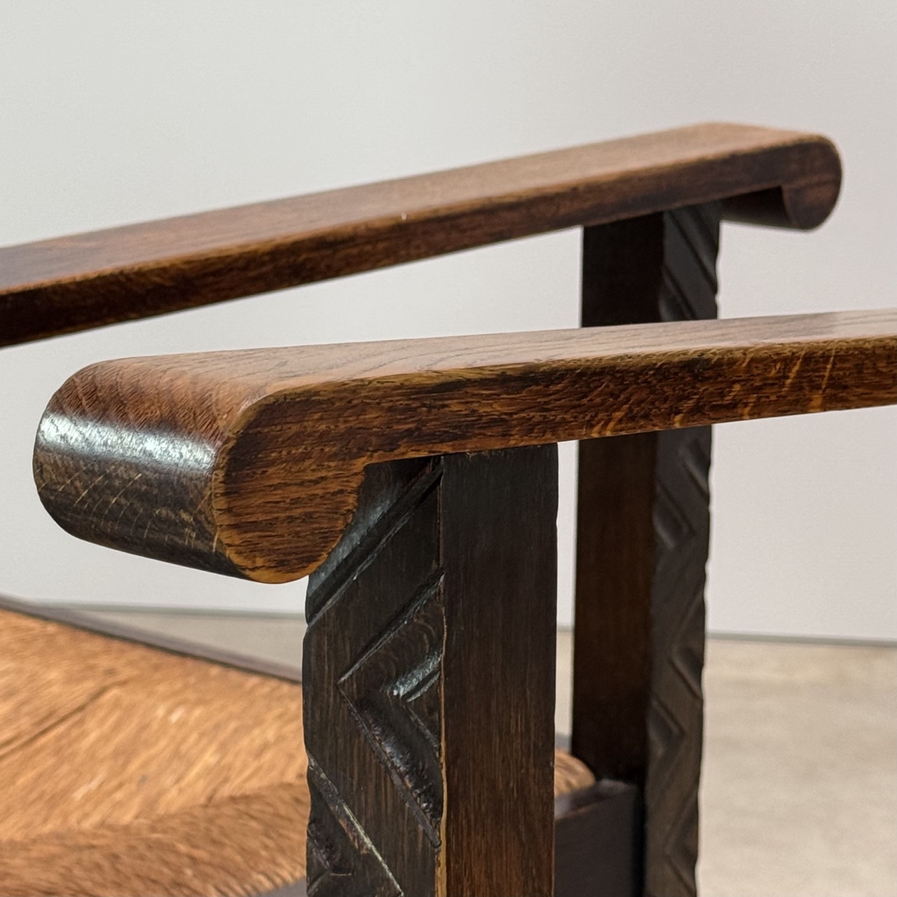 Vintage Armchairs Oak & Rush