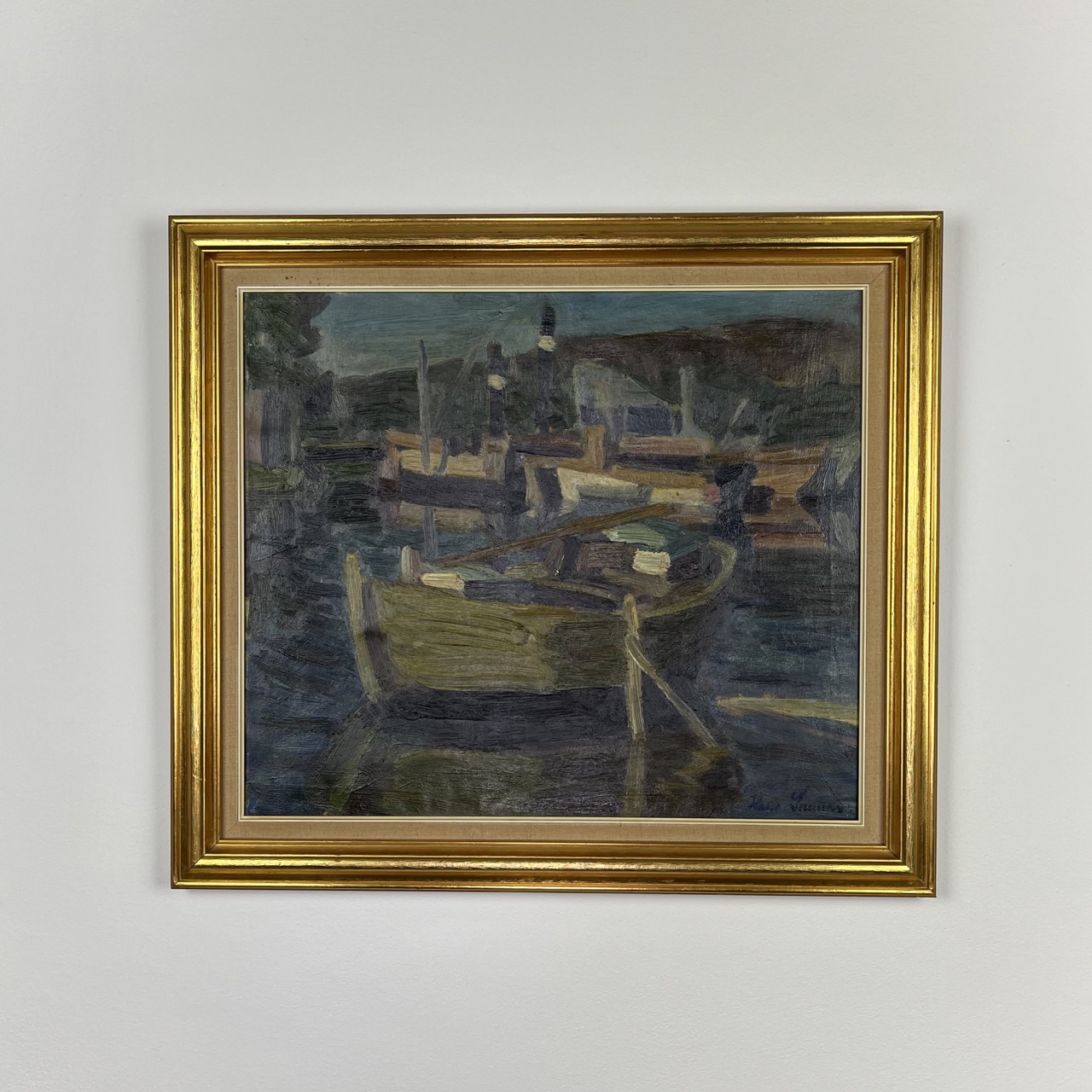 Painting "Rowboats In Little Danish Harbor"