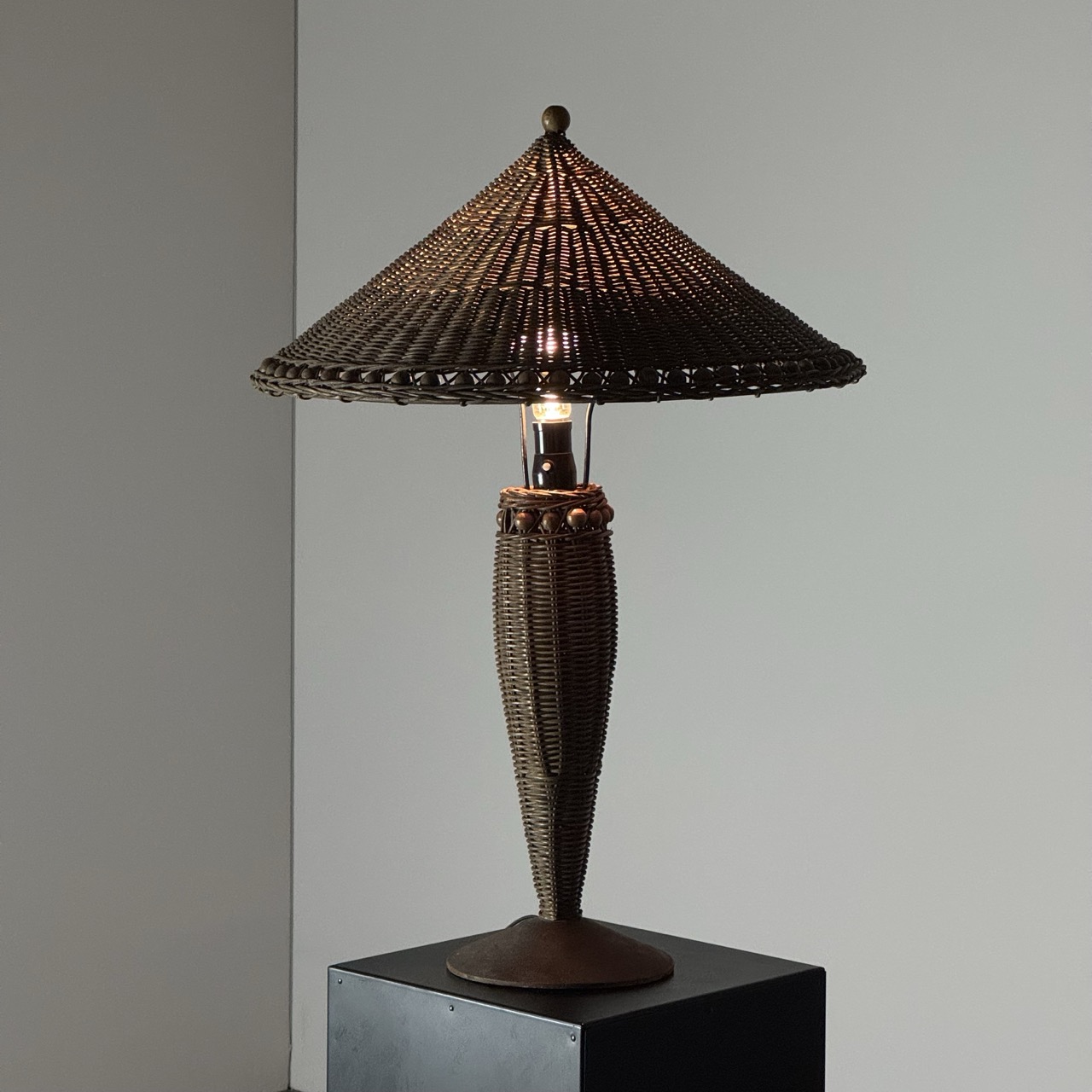 Vintage Table Lamp Wicker 