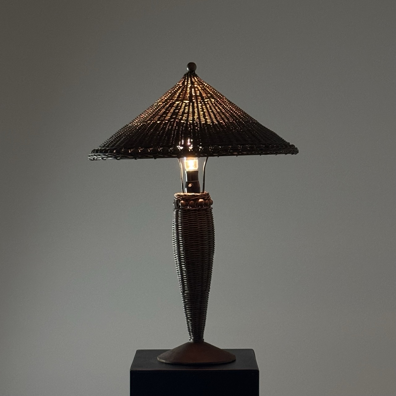 Vintage Table Lamp Wicker 