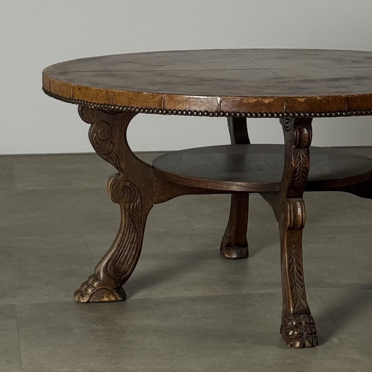 Vintage Coffee Table Leather Top