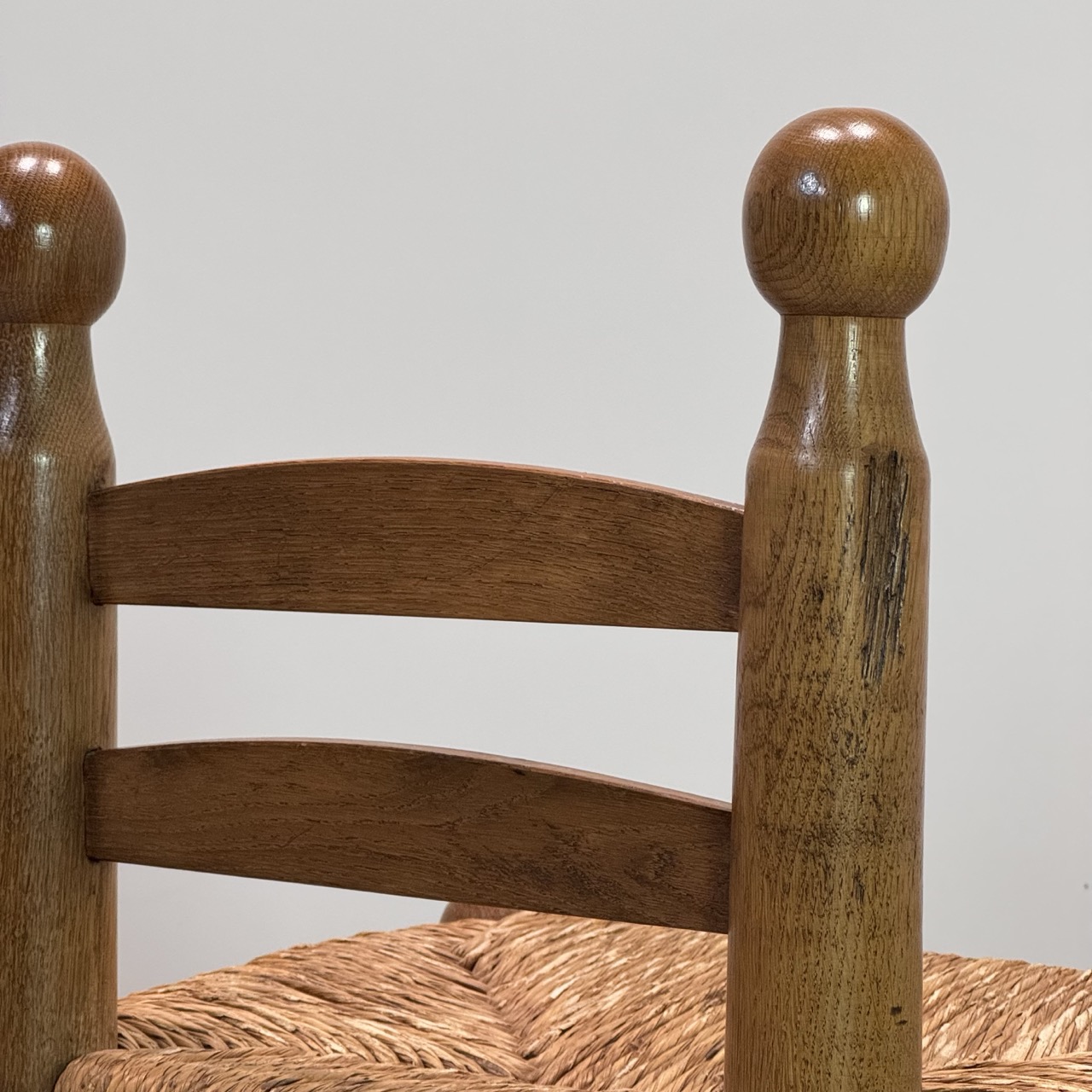 Antique Low Chairs Oak Rush