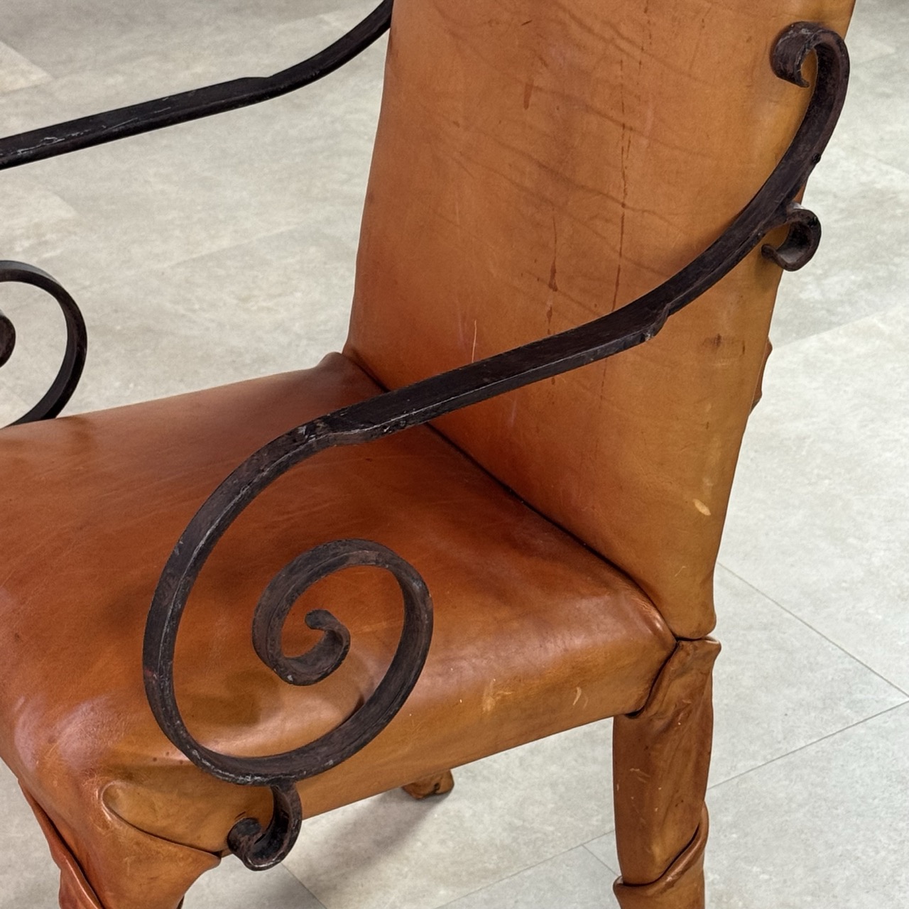 Vintage Arm Chairs Wrapped Leather