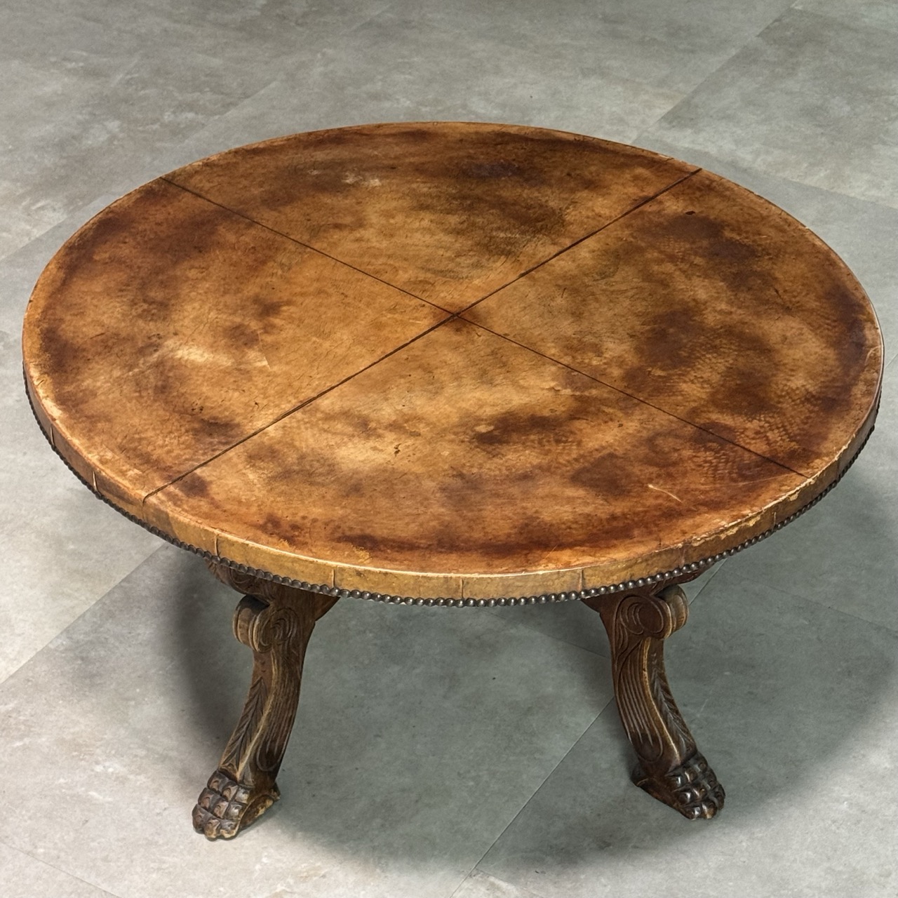 Vintage Coffee Table Leather Top