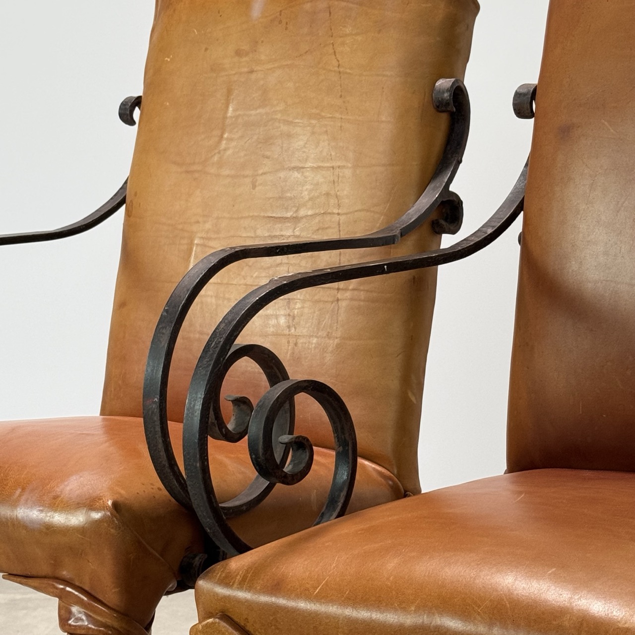 Vintage Arm Chairs Wrapped Leather