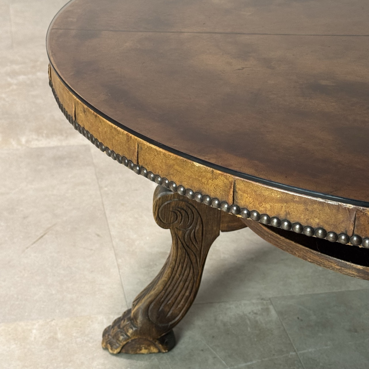 Vintage Coffee Table Leather Top