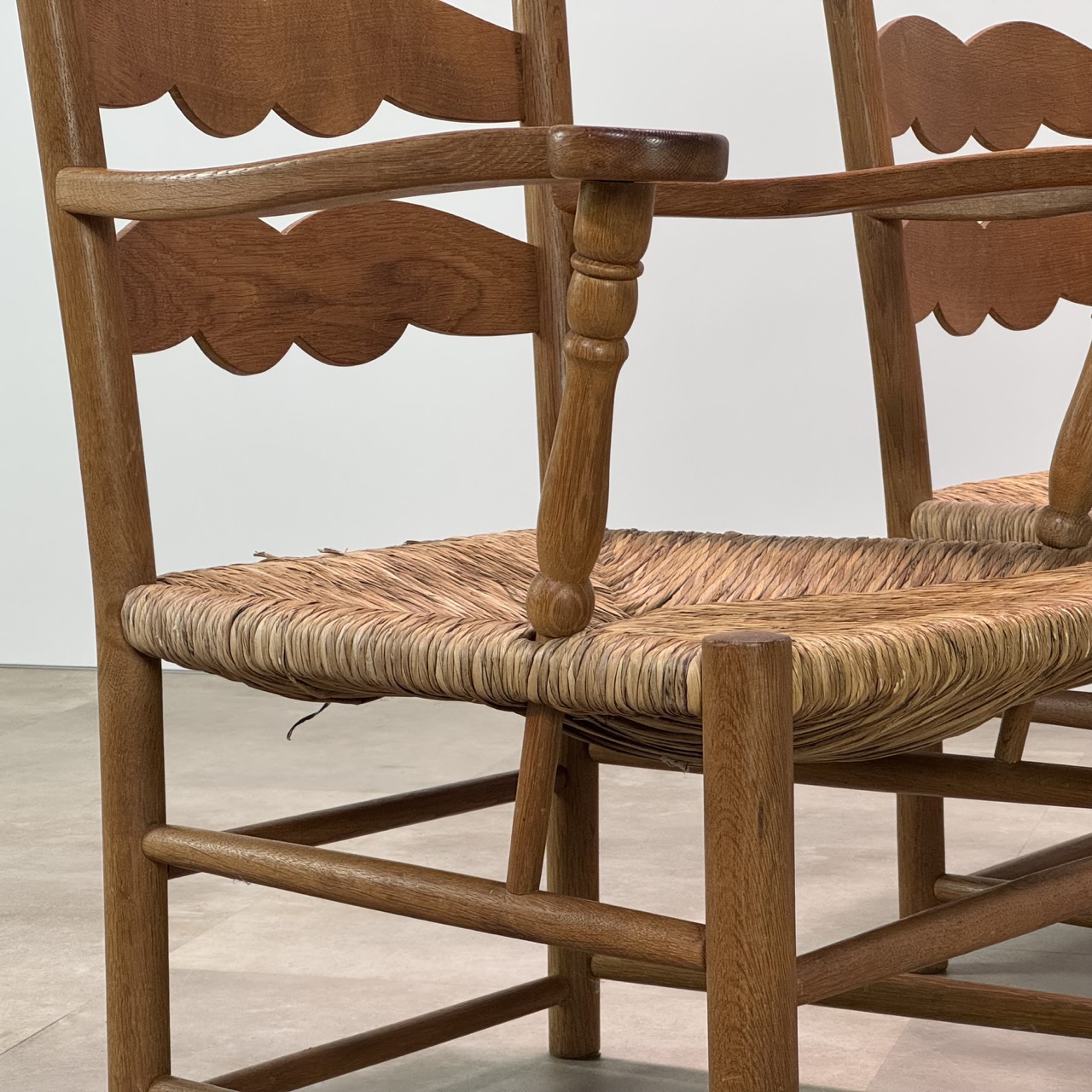 Vintage Armchairs Oak Rush