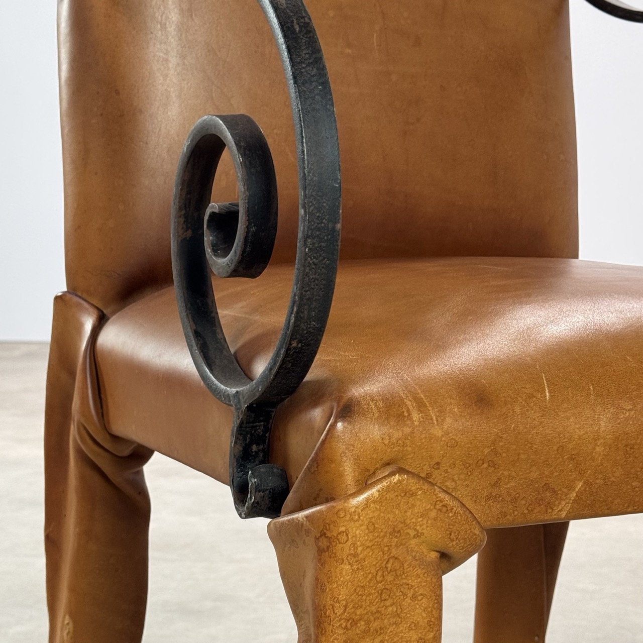 Vintage Arm Chairs Wrapped Leather