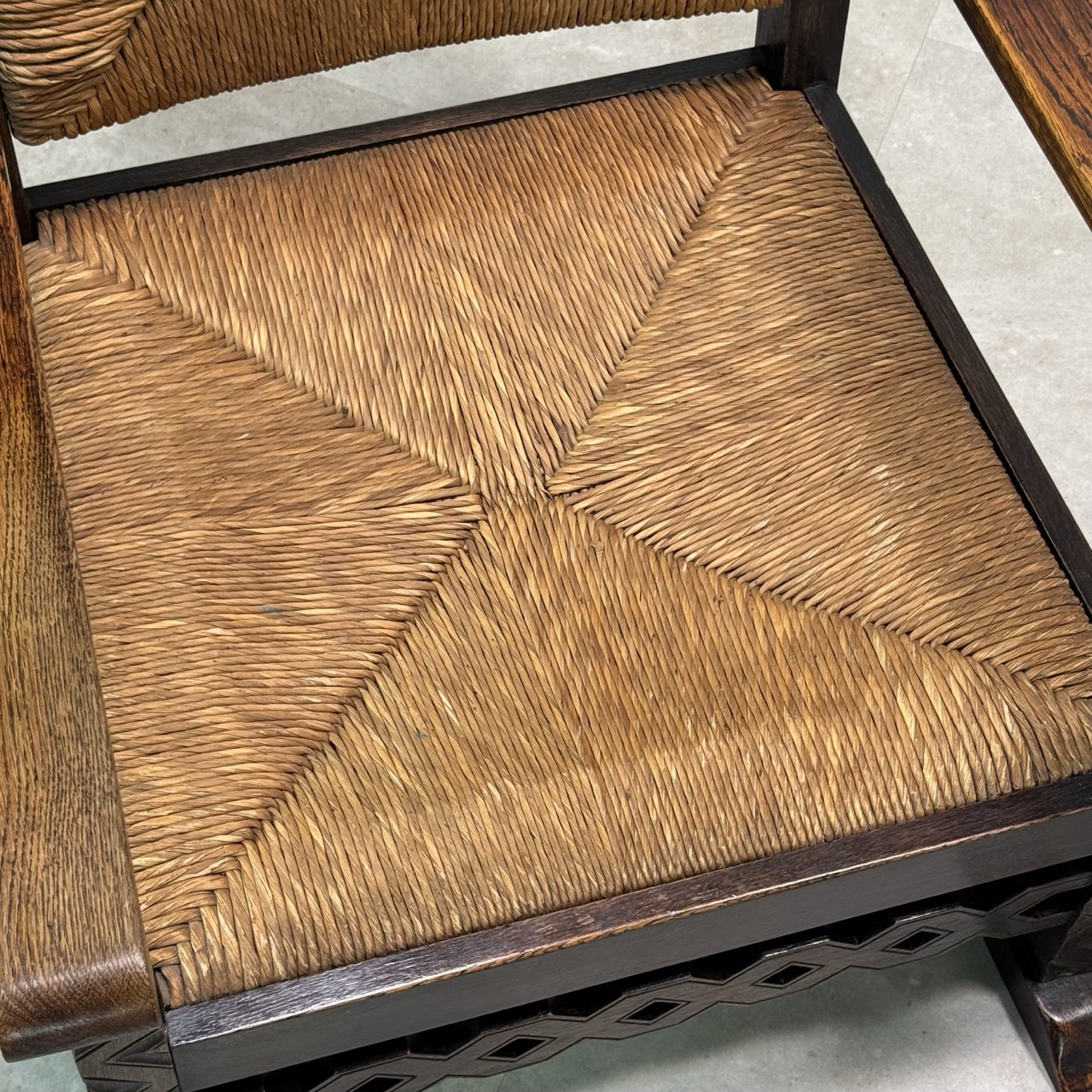 Vintage Armchairs Oak & Rush