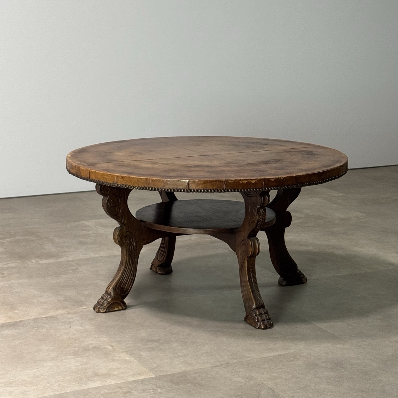 Vintage Coffee Table Leather Top