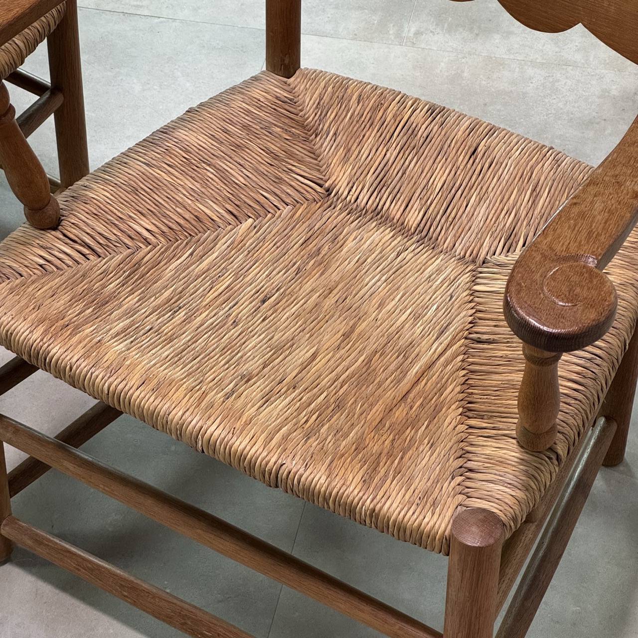 Vintage Armchairs Oak Rush