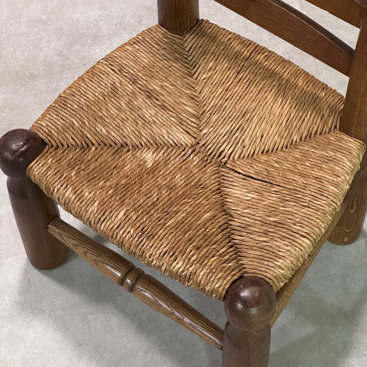 Antique Low Chairs Oak Rush