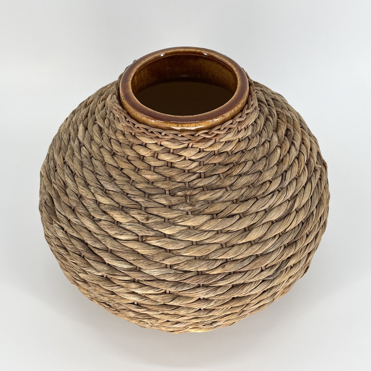 Ceramic & Braided Bamboo Vase 