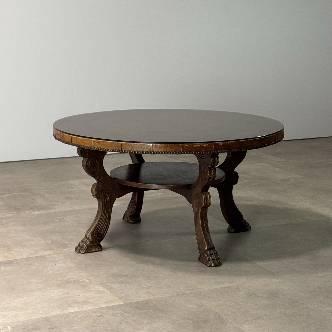 Vintage Coffee Table Leather Top