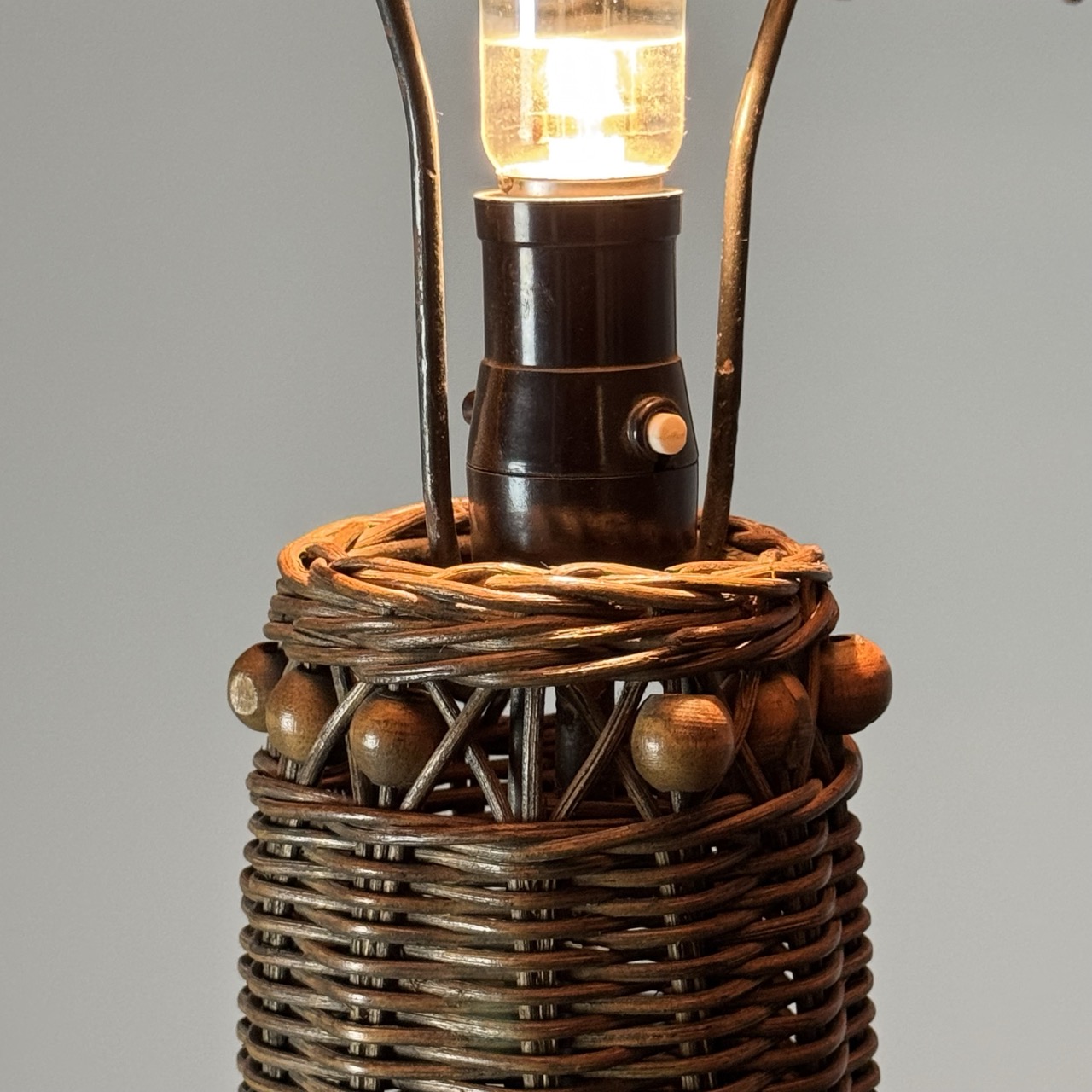 Vintage Table Lamp Wicker 
